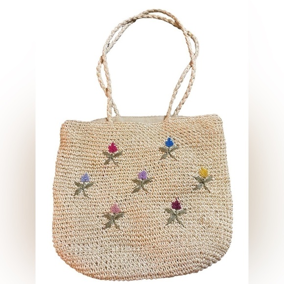 Charter Club Straw Handbag with cell phone holder - Picture 1 of 5